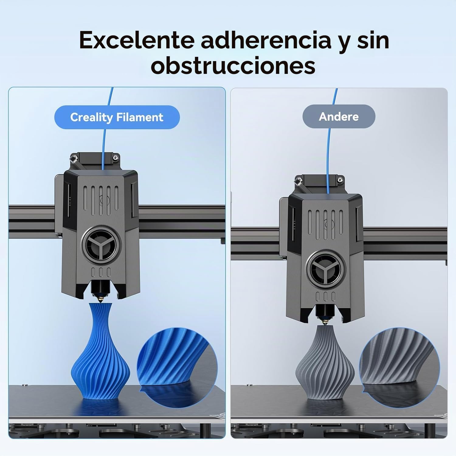 Creality Ender Filamento PLA de 1,75 mm, 4 unidades, negro, blanco, gris, rojo, sin enredos, fuerte adherencia, precisión ± 0,02 mm