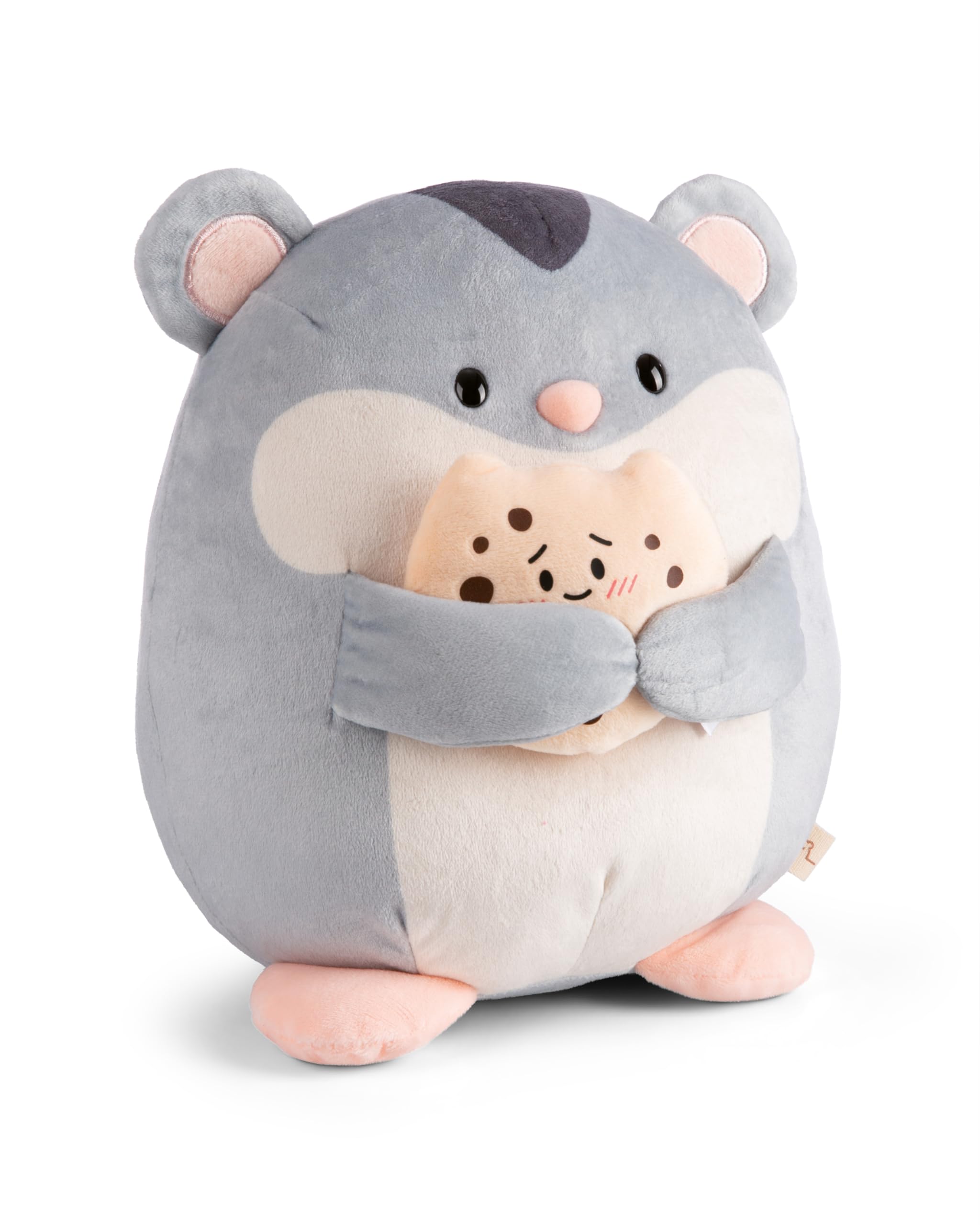 NICI MYMOCHI soft toy hamster Shai 27cm with cookie grey - Cuddly sweet plush for cuddling and playing, for children & adults, great gift idea - 61156