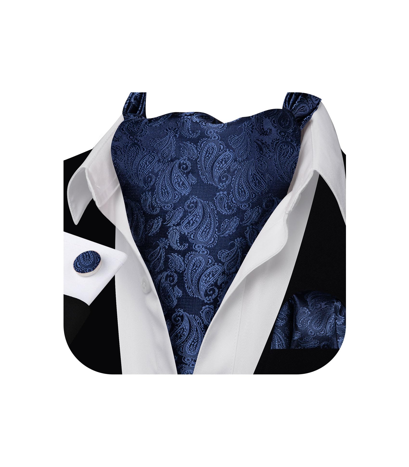 Barry.Wang Ascot for Men Cravat Tie Sets Paisley Scarf Self Tie Necktie