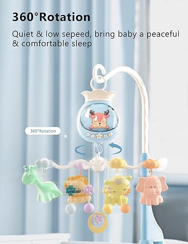 Miniatura 3 de BSROLUNA Móvil para cuna de bebé con música y luces, móvil para cuna con control remoto, sonajeros giratorios colgantes, 50 canciones y función de