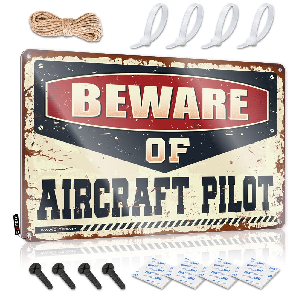 Outdoor Signs And Decor Beware Of Aircraft Pilot Tin Sign Decaor Sign Bar Wall Decor(30X40CM)