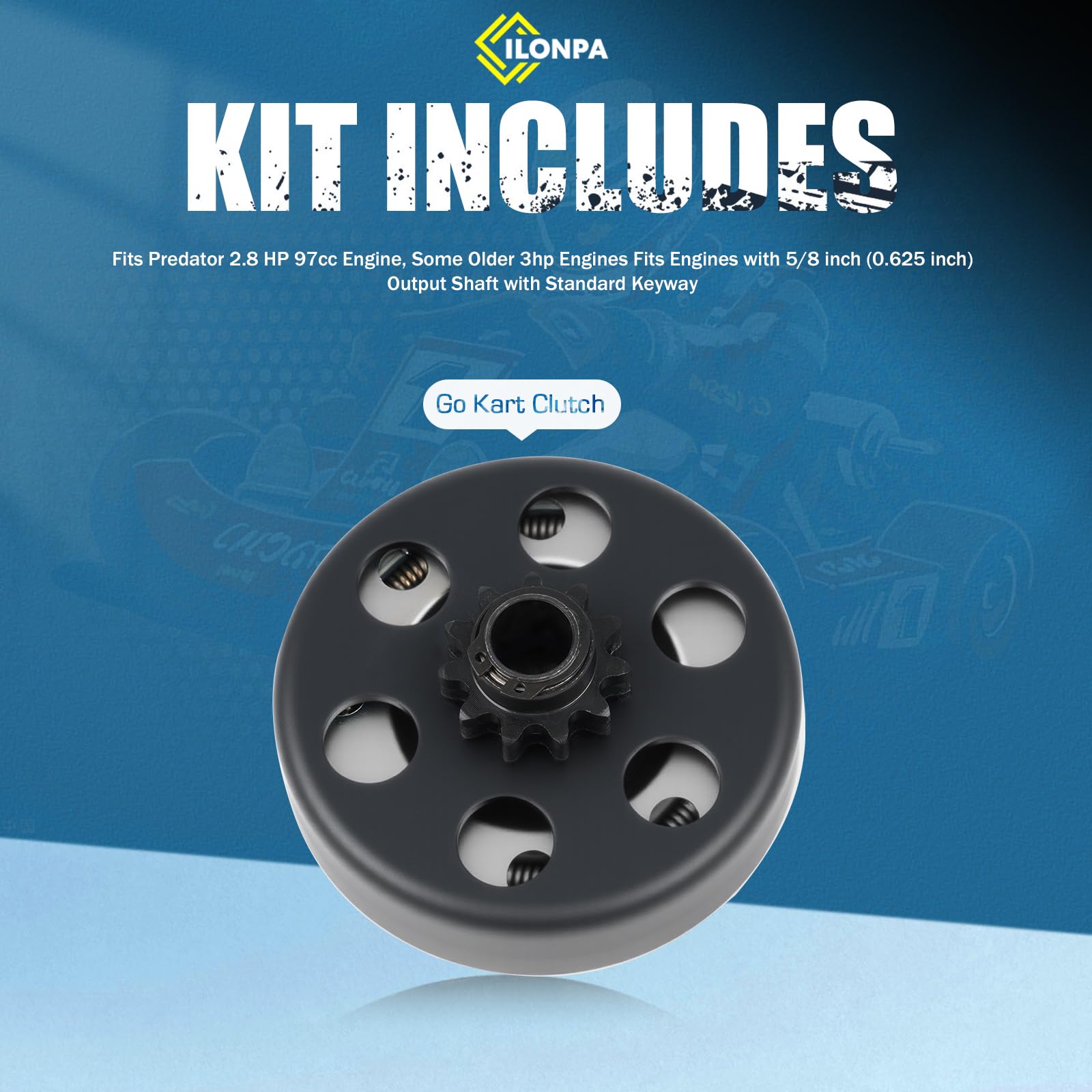 Frizione centrifuga 5/8 "Foro 11 Denti Go Kart Motore Frizione per # 35 Catena Adatto Predator 2.8 HP 97cc Motore, Alcuni vecchi motori 3hp