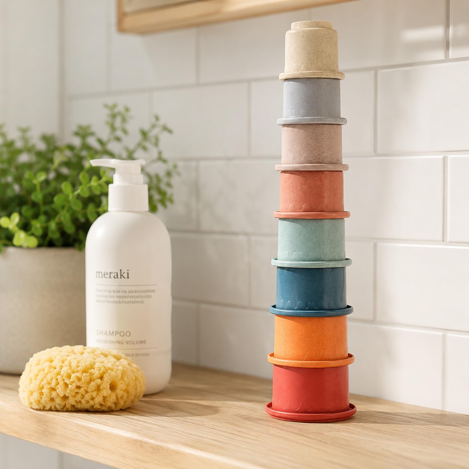 Silikon Stapelbecher Baby, Stapelturm Baby Spielzeug ab 6 Monate, BPA-frei, Montessori Spielzeug Baby Motorikspielzeug, Weich Beißring Stapelsteine Badespielzeug Geschenk für Jungen Mädchen 1 Jahr (A)