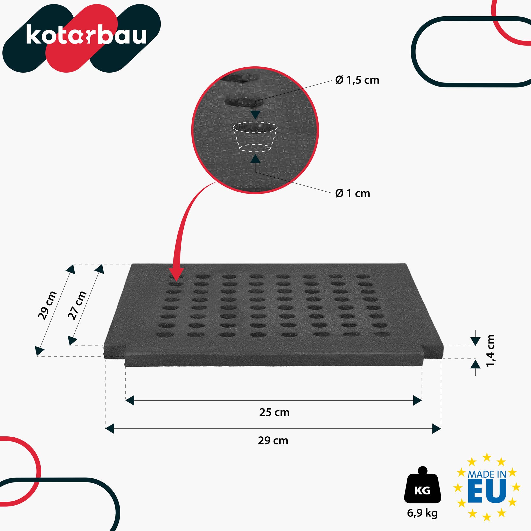 KOTARBAU® Griglia Camino - Ghisa - 29 x 29 cm - Nero - Griglia in Ghisa per Camino - Massiccia Robusta - per Stufa Caminetto - Facile da Pulire