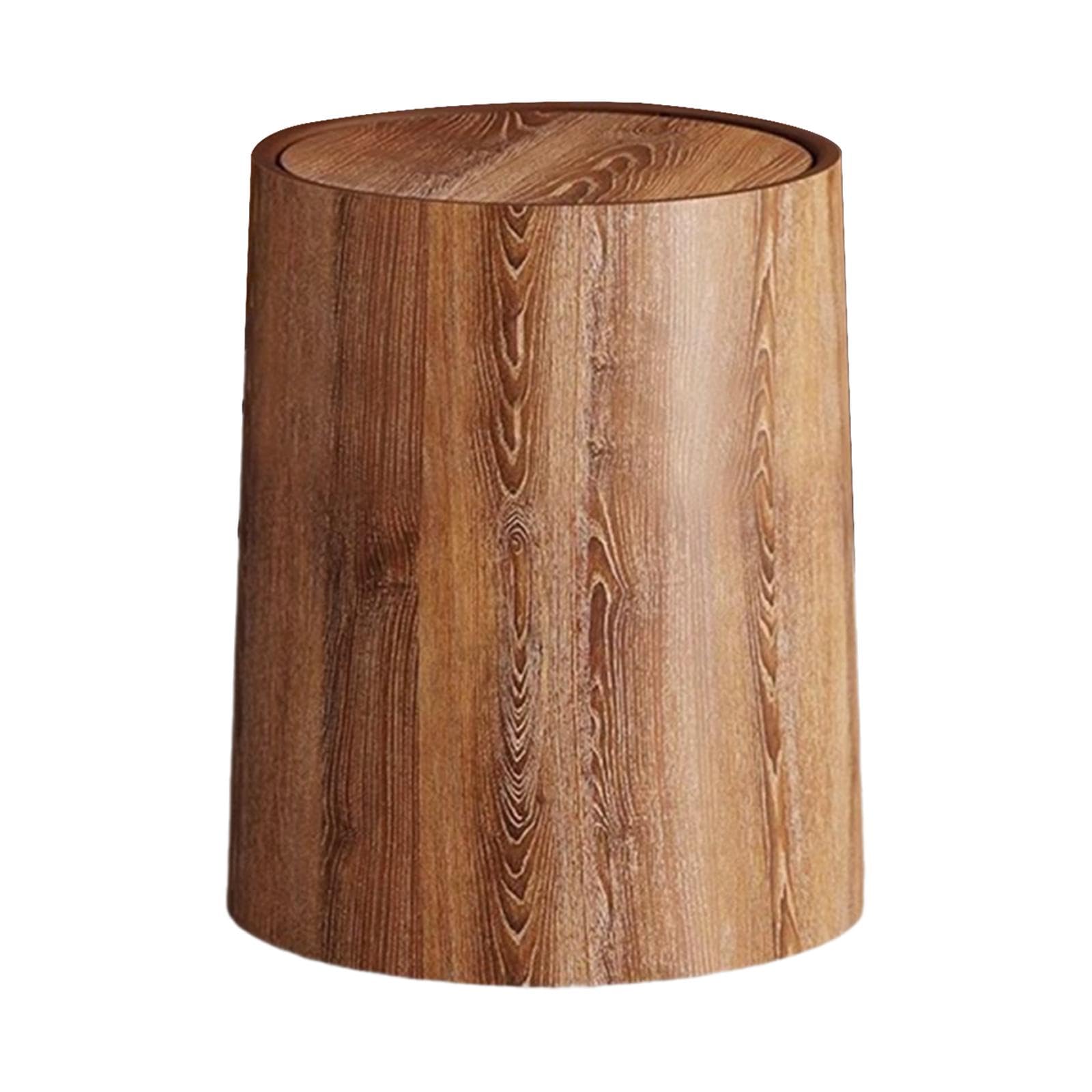Enakshi® Trash Bin Imitation Wood Grain with Swing Lid Trash Can for Home Dorm Office M|Home & Garden | Household Supplies & Cleaning | Trash Cans & Wastebaskets 1