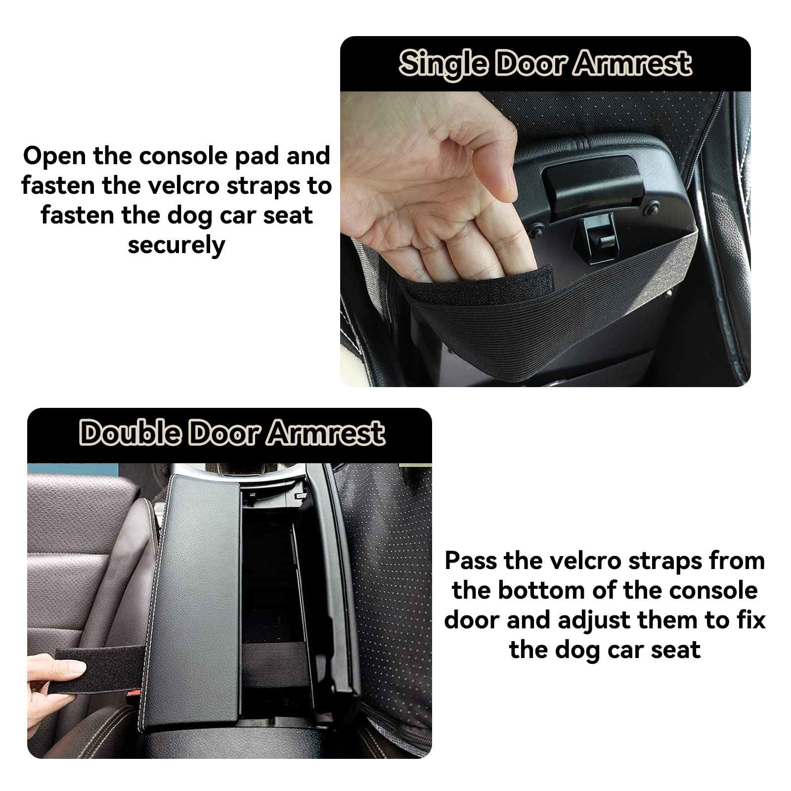 Cathpetic Dog Car Seat Cat Carrier - Dog Car Booster Seat on Car Armrest Travel Bags for Cats Dogs with Easy Carrying Strap Dog Travel Car Carrier with Safety Tethers Console Car Seat for Dogs