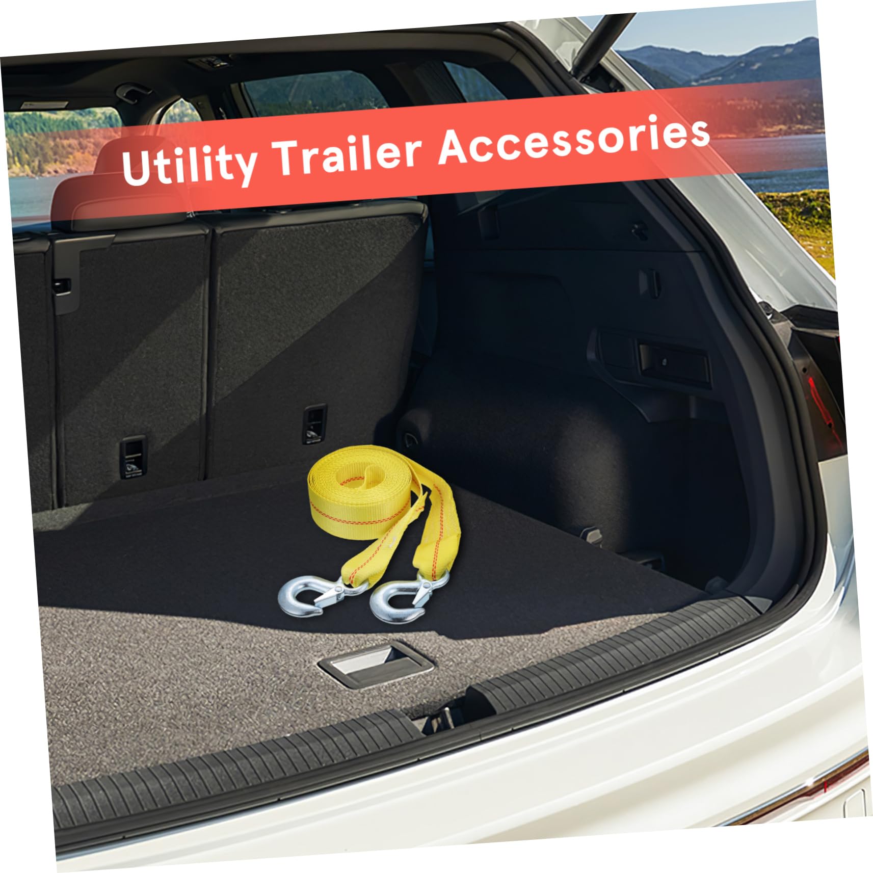 Vaguelly Sangle de Remorquage Voiture en Polyester 9 Tonnes avec Crochets Métal, Haute Capacité de Charge, Fixation Rapide et Démontage, pour Véhicules Lourds et Cargaisons