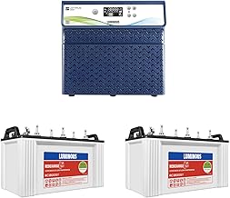 Luminous Inverter & Battery Combo for Home, Shop & Office – Optimus 2300 Pure Sine Wave 2000VA/24V Inverter + 2X RC18000ST 150Ah Short Tubular Batteries | 36M Warranty on Inverter & Battery