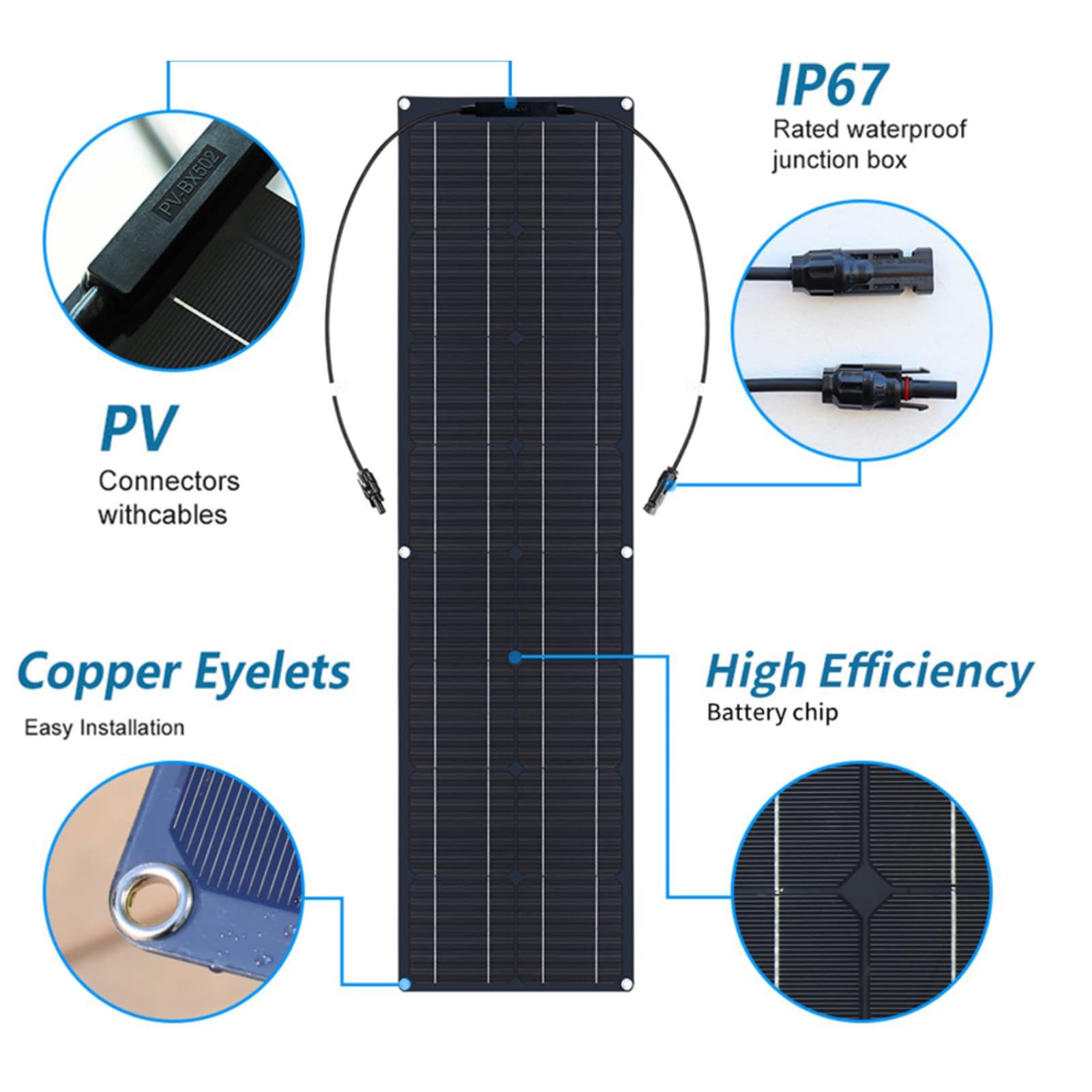 Kit Pannello Solare Flessibile 300W/600W/1200W, Pannello Solare Flessibile Monocristallino Ad Alta Efficienza, con Regolatore di Carica 40A, IP67, per Camper, Barca, Casa