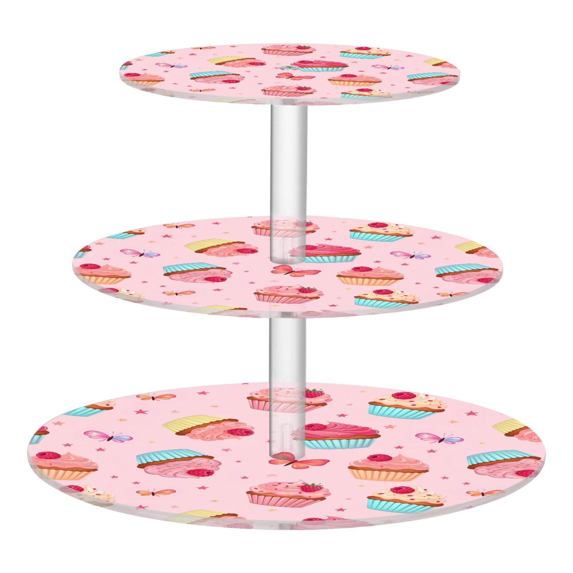PYBUG Cake 3 Tier Acrylic Cupcake Stands Tower,Dessert Table Display Set for Tea Party,Wedding,Birthday, Baby Shower