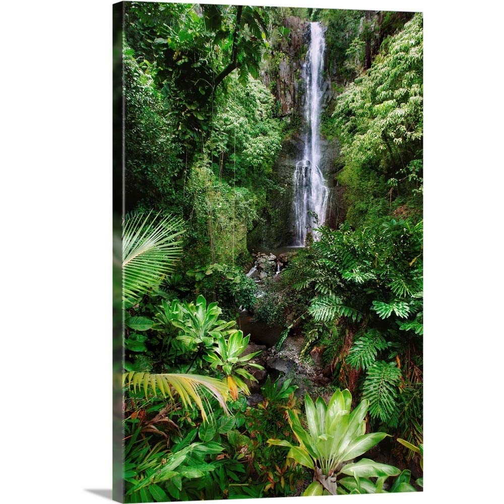 CANVAS ON DEMAND Hawaii Maui Hana Wailua Falls Beautiful Afternoon Light On Waterfall Canvas Wall Art Print by