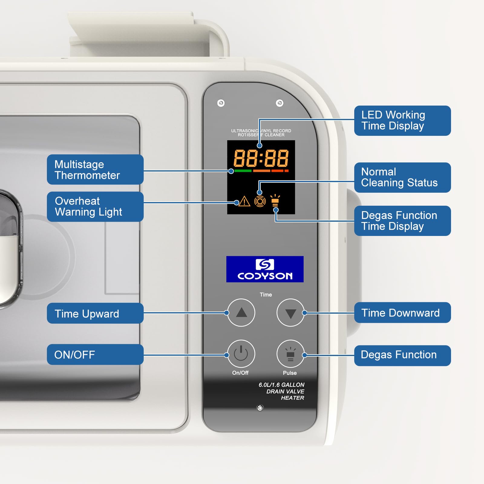 LifeBasis 6L Ultraschall Schallplattenreiniger Record mit Timer & Heizung | Professionelles Ultraschallreinigungsgerät 35kHZ 300W CD-4862 für Chirurgische Instrumente MechanischeTeile Laborgerät
