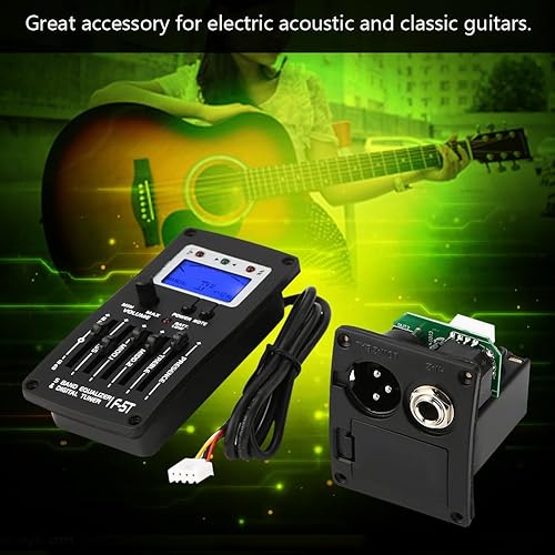Miniatura 3 de Tbest Preamplificador de guitarra, ecualizador de preamplificador de guitarra, sintonizador digital F 5T 5 bandas, pastilla de sintonizador digital,