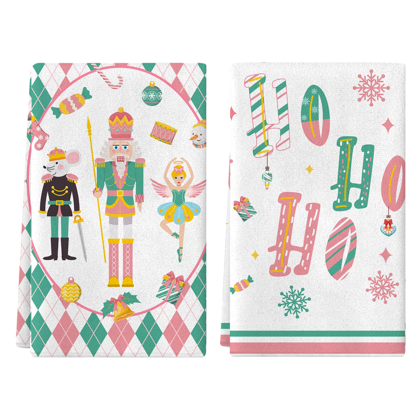 Paños de Cocina de Navidad, Toallas de Cocina Invierno Cascanueces, Suaves y absorbentes,Hornear,paños de Limpieza 2 Juegos de 40 x 60 cm