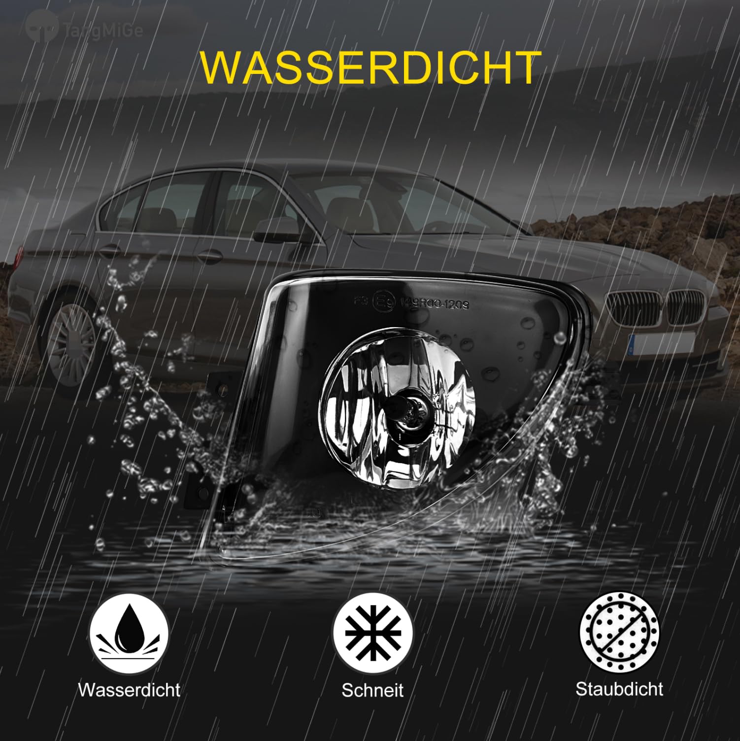 TangMiGe Nebelscheinwerfer Kompatibel mit BMW 5er F10 F11 01/2009-06/2013, für Standard Stoßstange, für Fahrzeuge mit Standheizung, 63177216888 63177216887, 1 Paar, Schwarz Smoke Objektiv