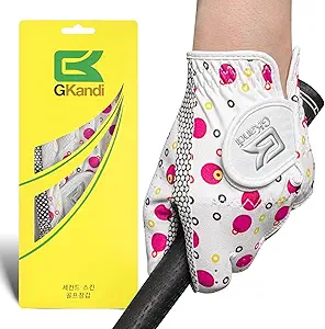 Kids Golf Glove Left Hand Value 1 Pack, Breathable Grip Soft Comfort Elastic Fabric Golf Gloves for Boys Girls Junior Youth Tooddler Pink Age 3-13