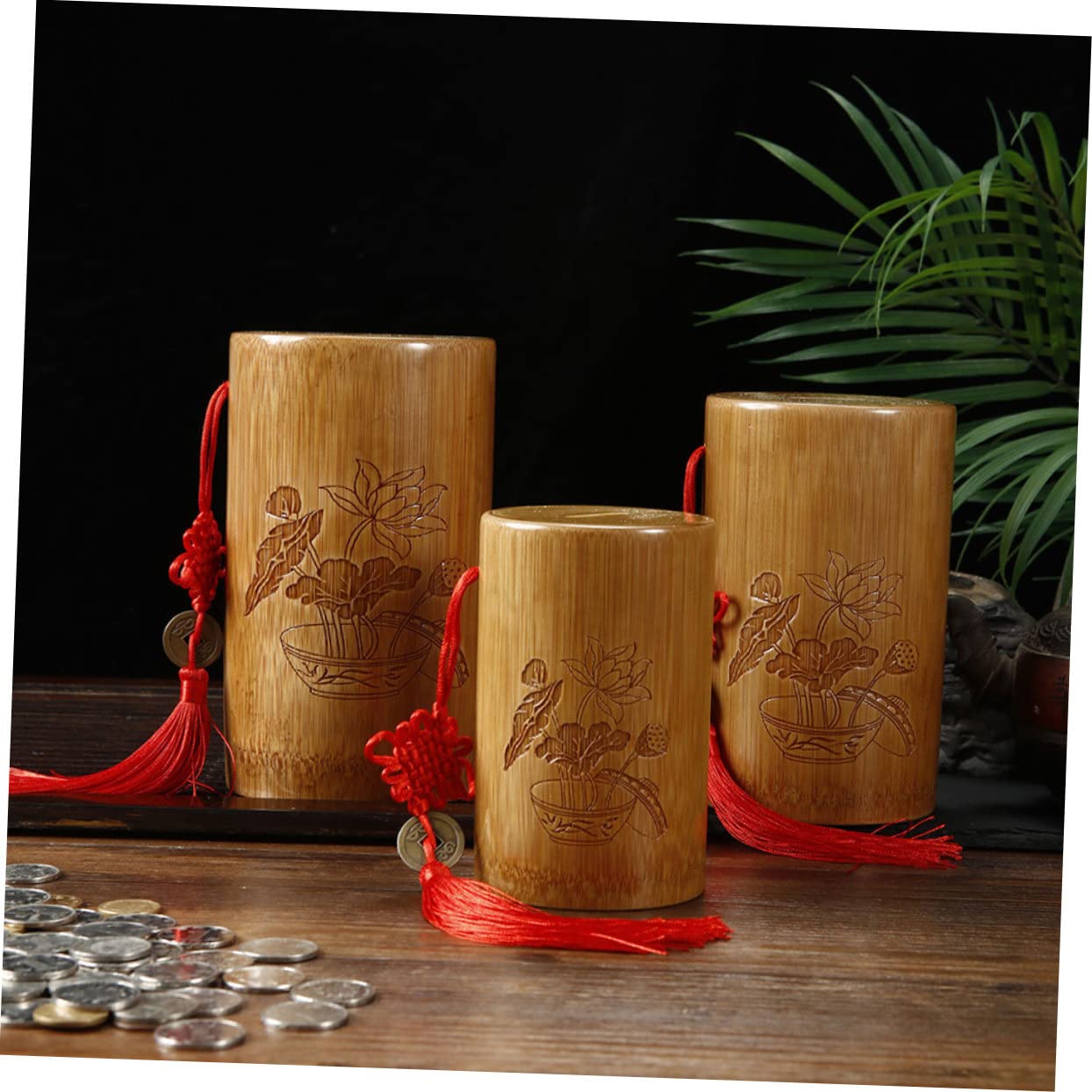 Amazon.com: SUPVOX Bamboo Coin Bank Vintage Chinese-Style Piggy