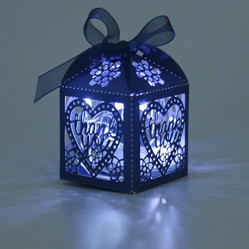 Miniatura 3 de COTOPHER Cajas cortadas con láser, 100 cajas de regalo de agradecimiento, cajas de regalo de boda, cajas de dulces de encaje para bodas, despedidas