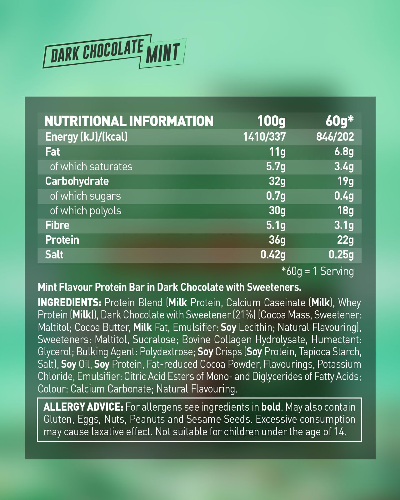 Grenade Barretta Proteica - Dark Chocolate Mint, 12 x 60 g | Barretta Proteica a Basso contenuto di Zuccheri, Piú di 20g di Proteine per Barretta