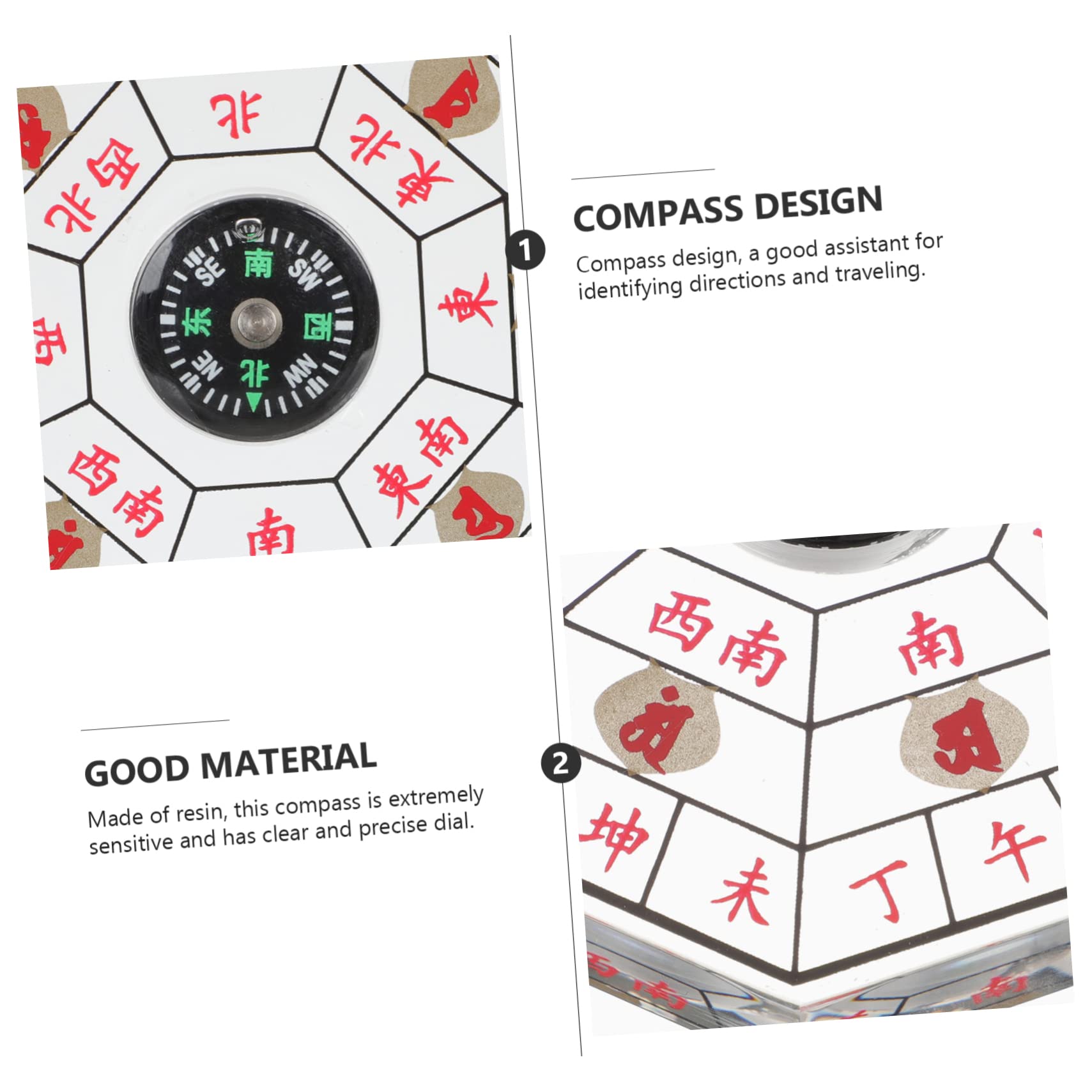 BESPORTBLE Piccola bussola Feng Shui camping meridiana accessori da campeggio bussola pirata orientamento bussola personalizzata Cina bussola retrò bussola per il campeggio resina