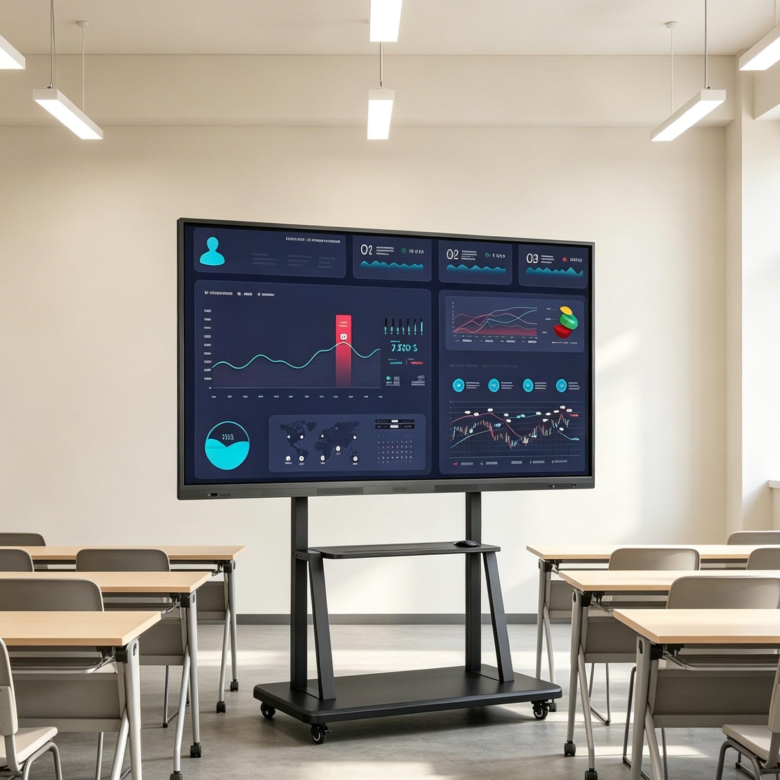 Interaktives Whiteboard Touchscreen Display blendfestes gehärtetes Glase mit kratzfester stoßfester und fingerabdruckabweisender Beschichtung fur Klassenzimmer Buiro(1258 * 770.5mm/49.52 * 30.33in)