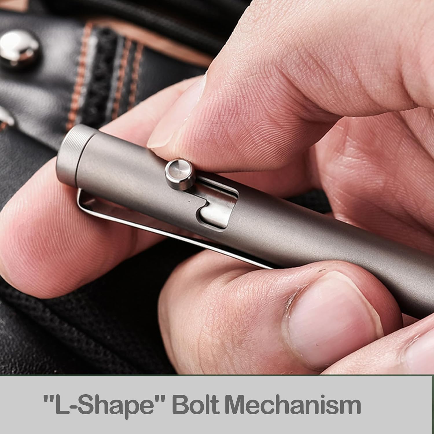 Hamans Titanium Bolt Action Pen 4.72“ Retractable with Stainless Steel Pocket Clip Ballpoint Pen Compact Size Lightweight Compatible with Parker Refill