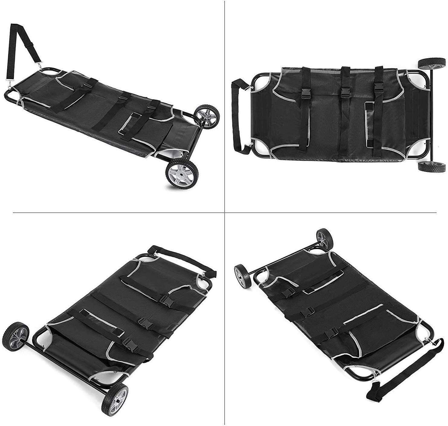 Barella portatile per animali domestici, con cinghia di sicurezza e 2 ruote, supporta fino a 22,7 kg per il trasporto di animali di emergenza