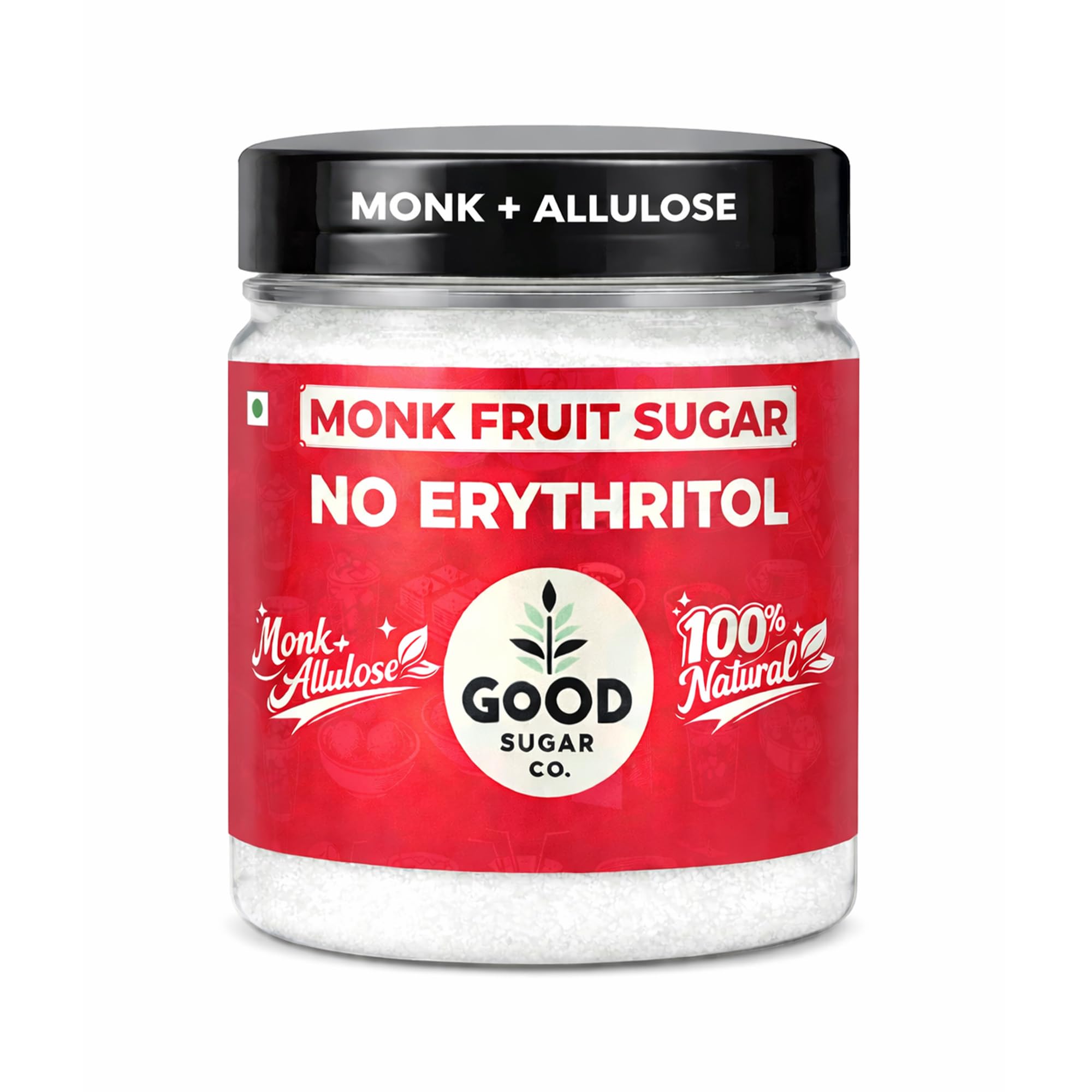 Monkfruit Sweetener 200g with Allulose | Without Erythritol | 1:1 Sugar Replacement | 90% Less Cal than Sugar, Diabetic Safe, Zero Glycemic Impact, Keto, Diabetic & Low Carb Monk Fruit Sweetner Powder-image-2