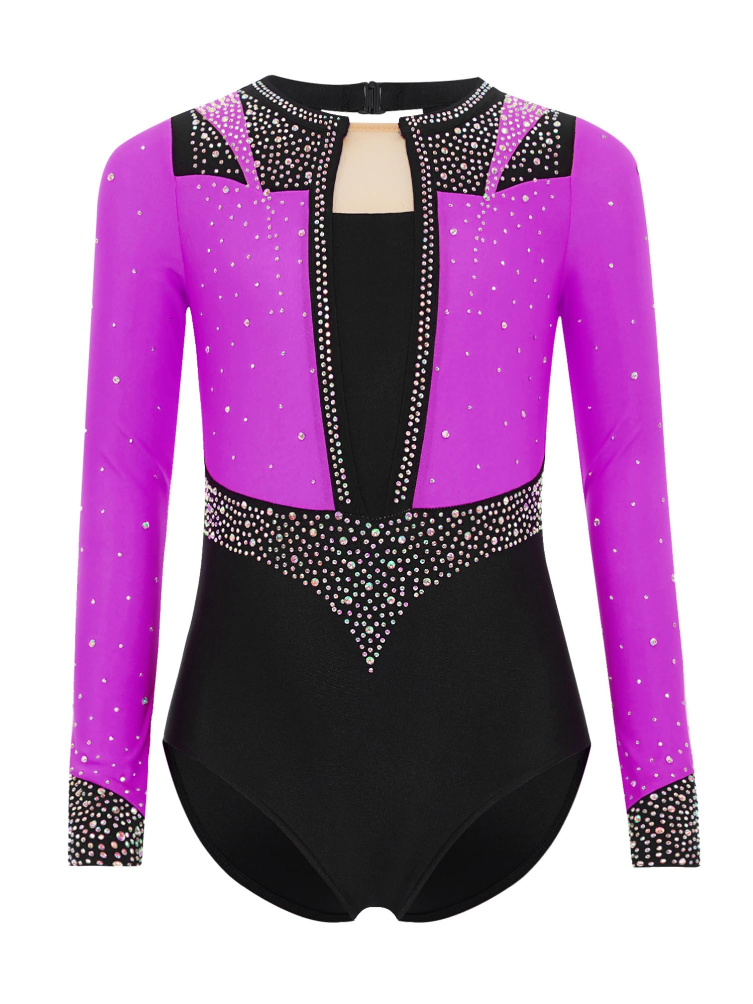 inhzoy Body da Danza Classica Balletto per Bambina Body Ginnastica Ritmica Manica Lunga Ballet Leotard con Strass Bodysuit da Allenamento Danza Moderna Yoga Jumpsuit