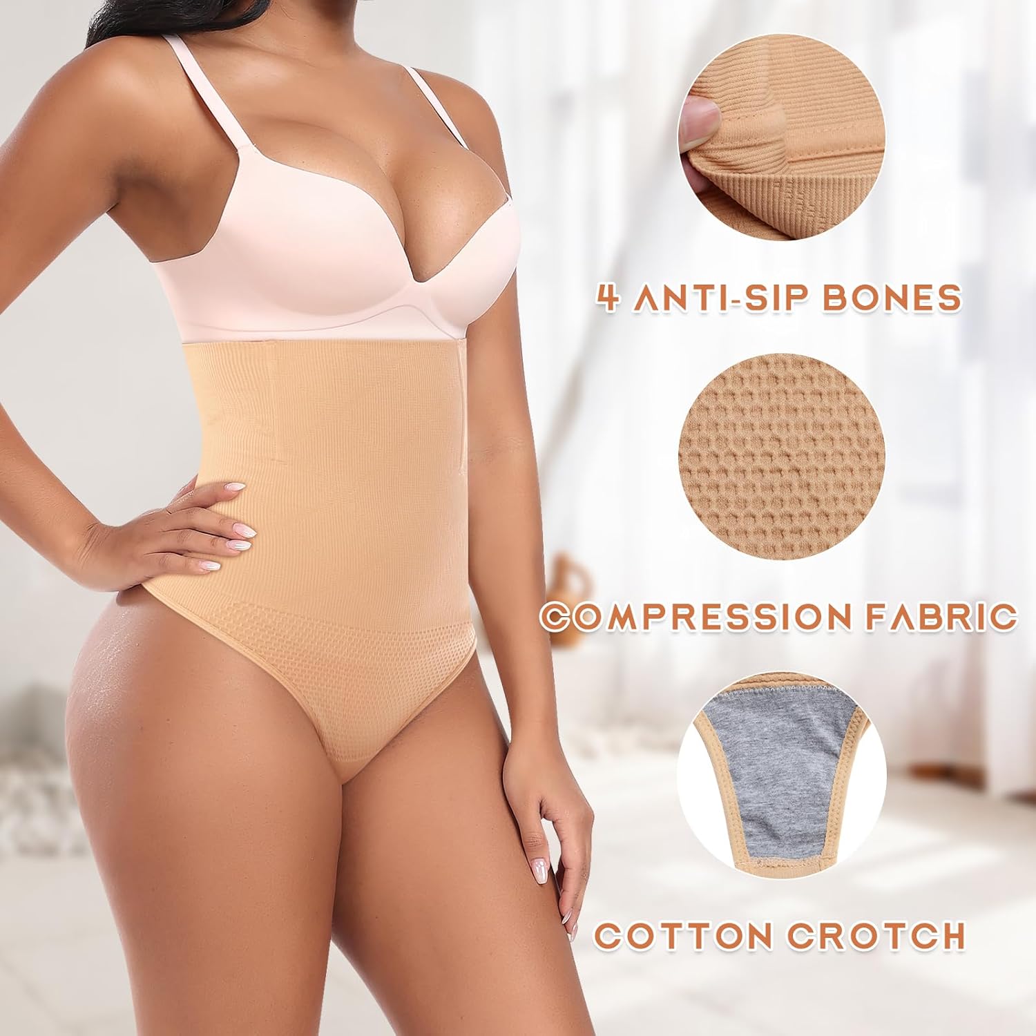 Werena Tummy Control Thong Shapewear for Women High Waist Shaping Underwear Seamless Body Shaper Panties Girdle - Image 4