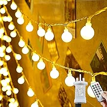 Lezonic 200LEDs Fairy Lights Mains Powered, Waterproof Fairy Lights Plug in, Christmas Lights Indoor/Outdoor, 65Ft String Lights Mains Powered, Christmas Tree Lights with Remote-Warm White