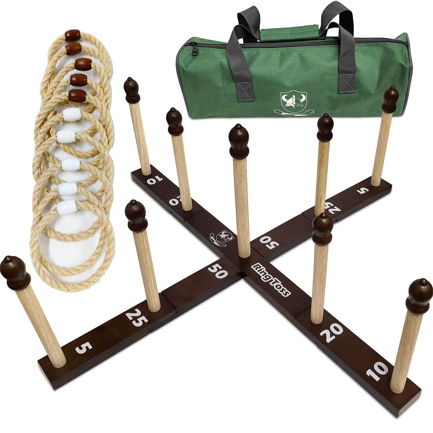 Ringwurfspiel Holzringe Spiele Set mit Tragetasche Indoor Outdoor