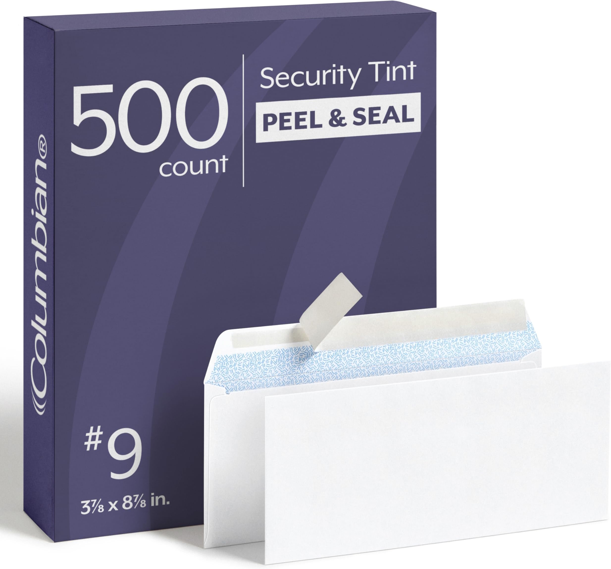 Columbian #9 Security Envelopes, 500 Pack, No Window Self Seal Envelopes for Business Mailings, 3-7/8" x 8-7/8", Durable 24 lb White Paper