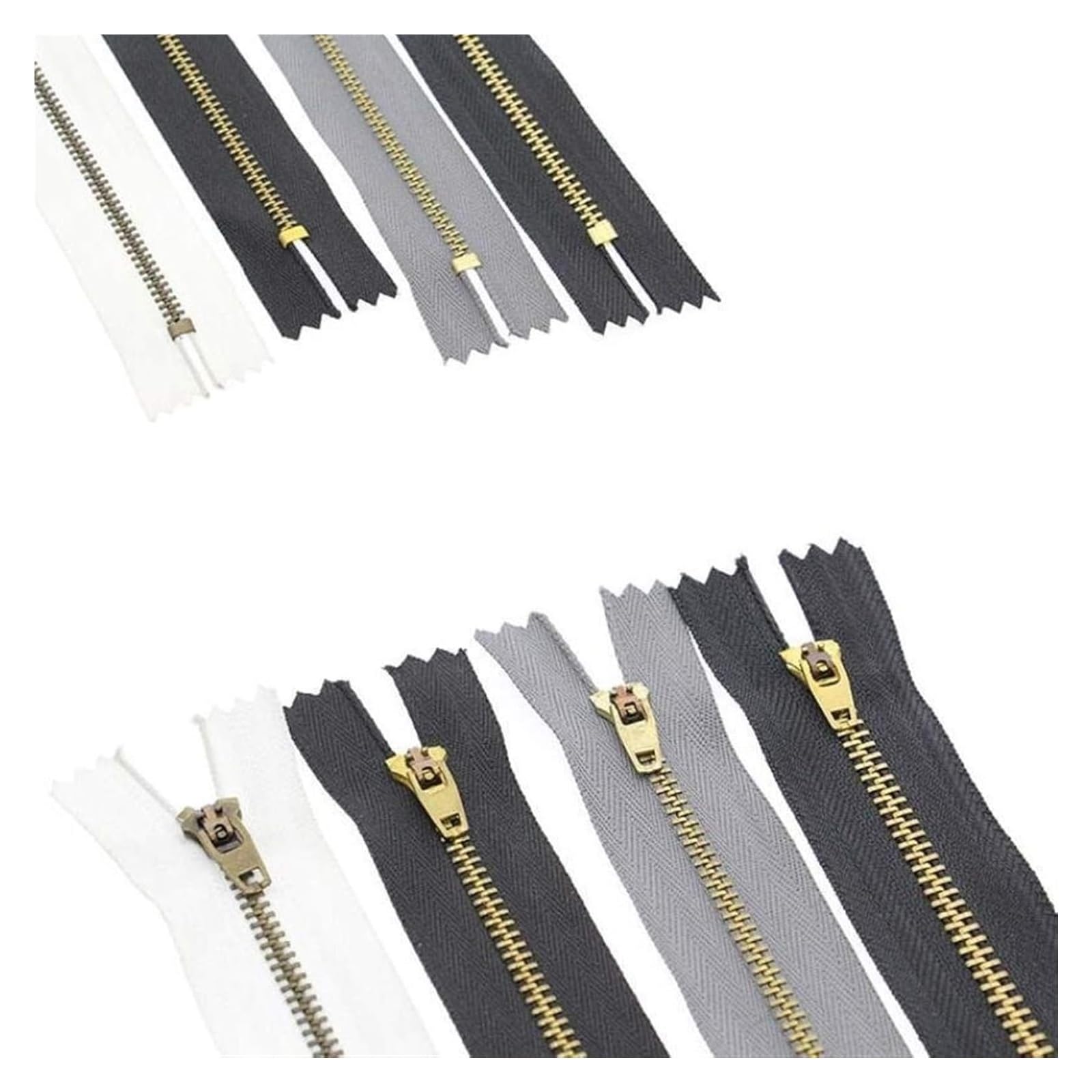 Cremallera de plástico de Repuesto, 5 Piezas, n.° 3, Cremallera de Metal, Dientes de latón, Color Blanco y Negro, for Coser Vaqueros, Bolsos, Manualidades, etc.(Black,18 cm)