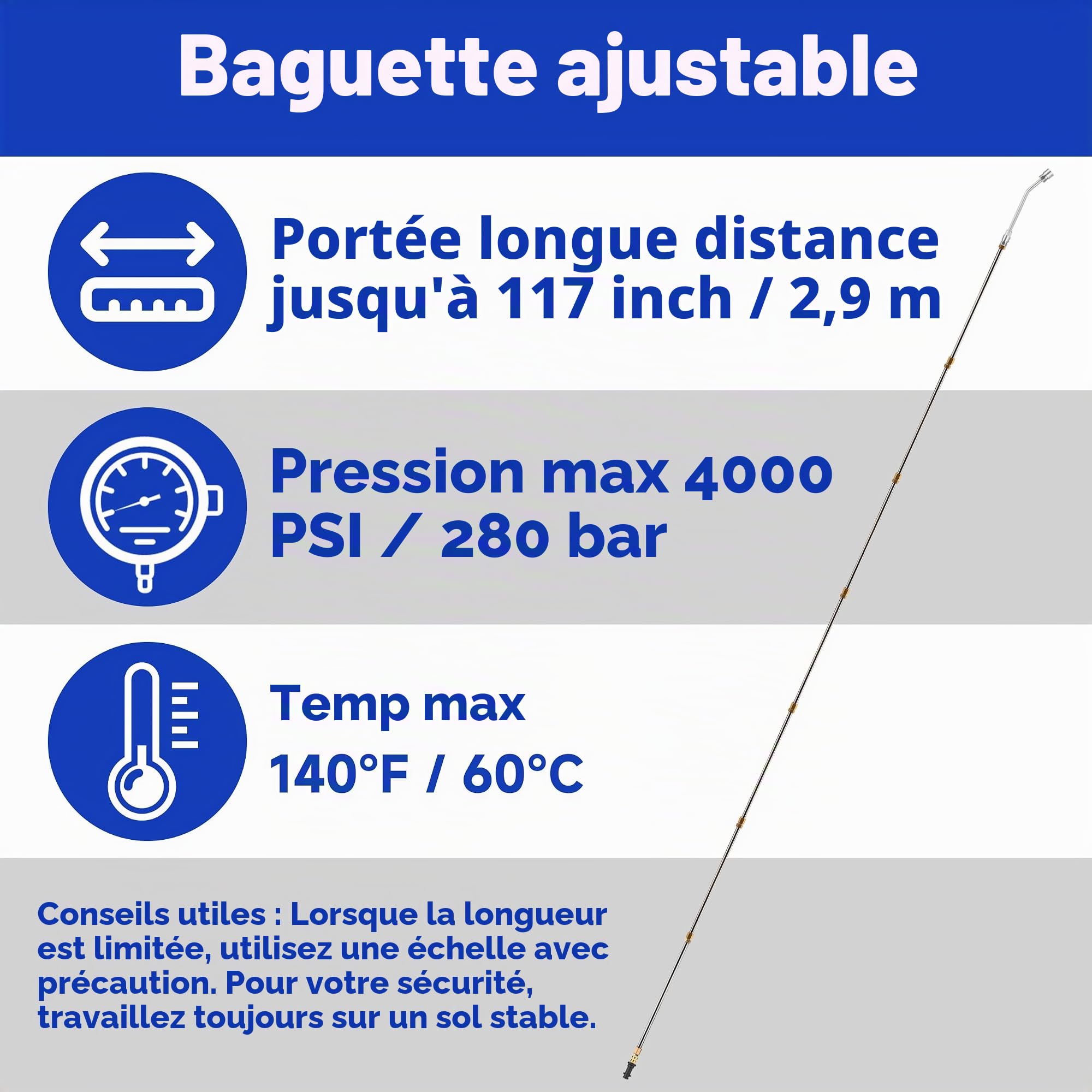 Tool Daily Kit de Rallonges Haute Pression, Adaptateur pour Karcher K2-K7