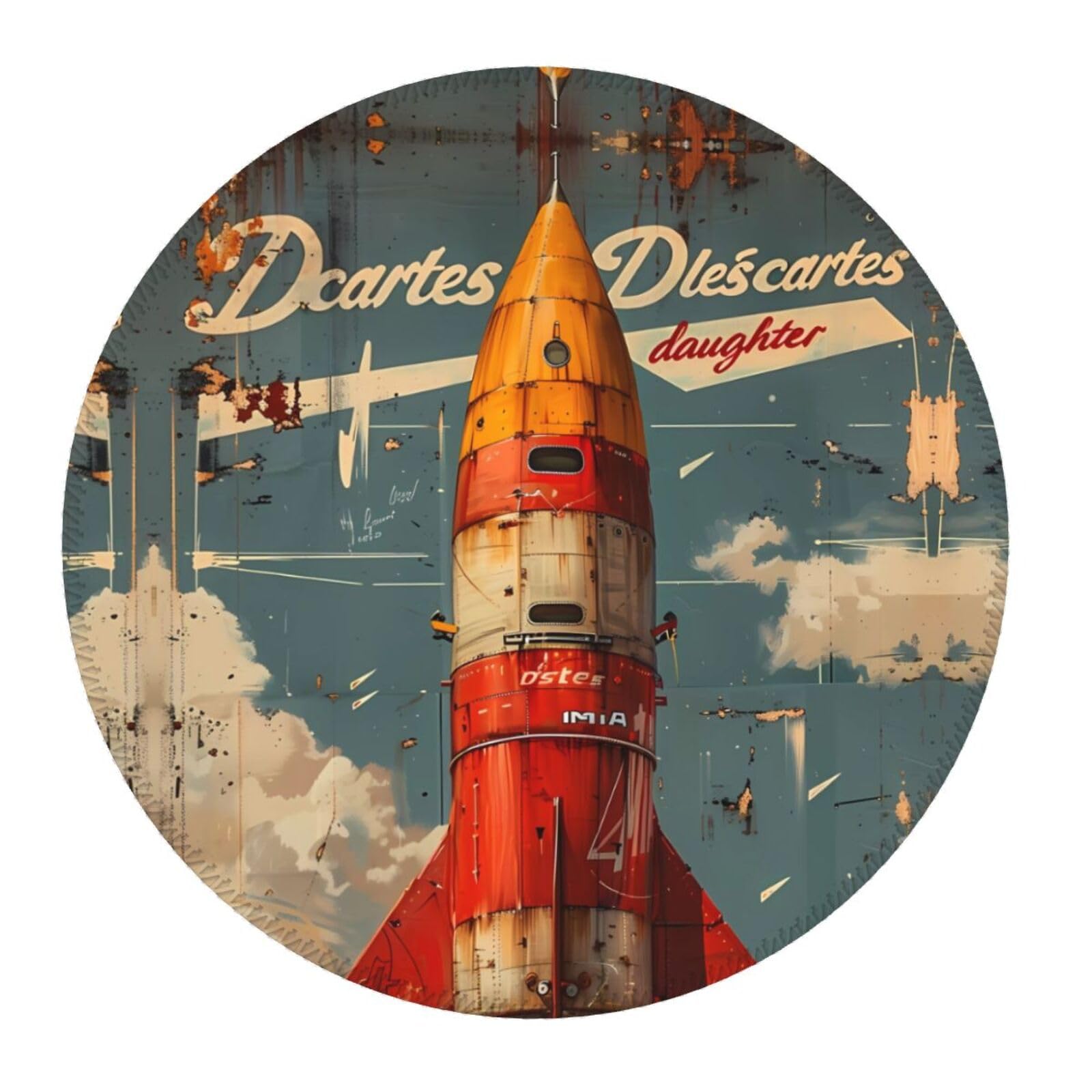 2 PCS Small Gaming Mouse Pad - Rusty Rocket Launch Round Rubber Base Desk Mat, Desk Pad with Stitched Edges, Mousepad for Laptop, PC Keyboard Mouse Mat for Work Game Office 7.9 in