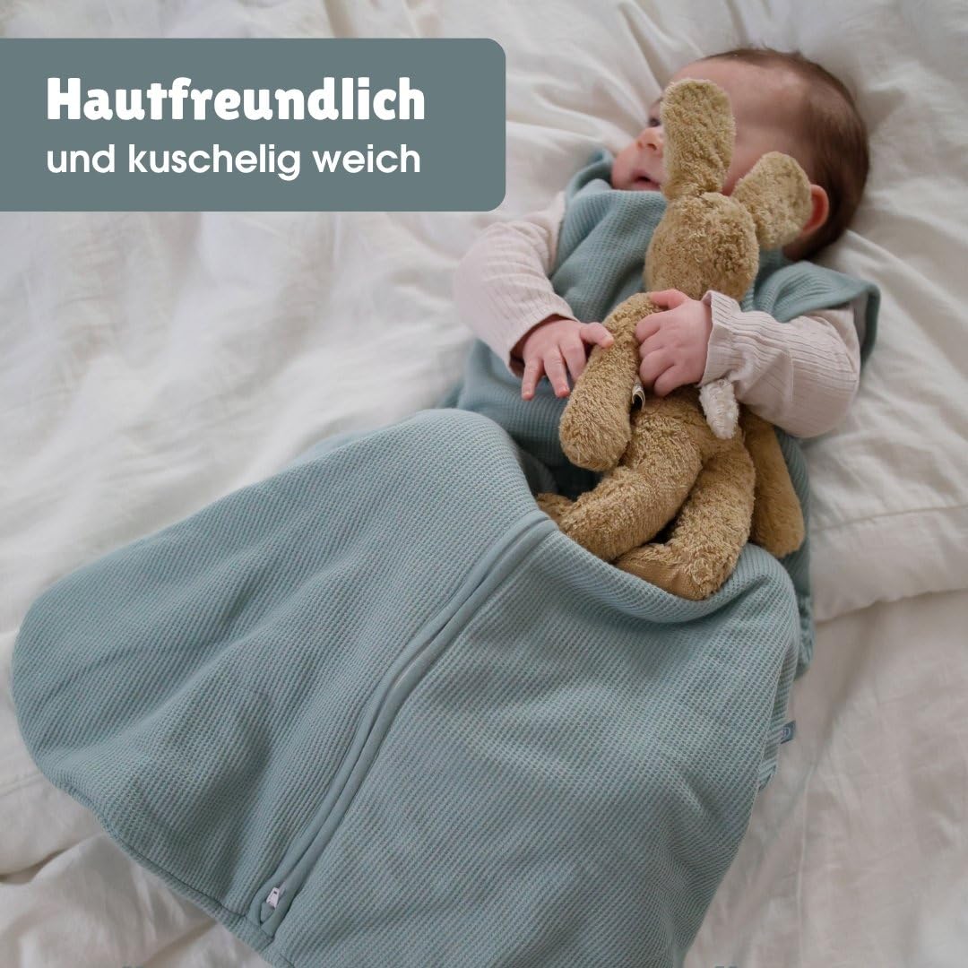 emma & noah Baby Schlafsack 2.5 TOG, Strampelsack für den Herbst und Winter in vielen Farben, Bio-Baumwolle, OEKO-TEX Zertifiziert, Schlafsack für Neugeborene (Essential Mint, 80 cm)