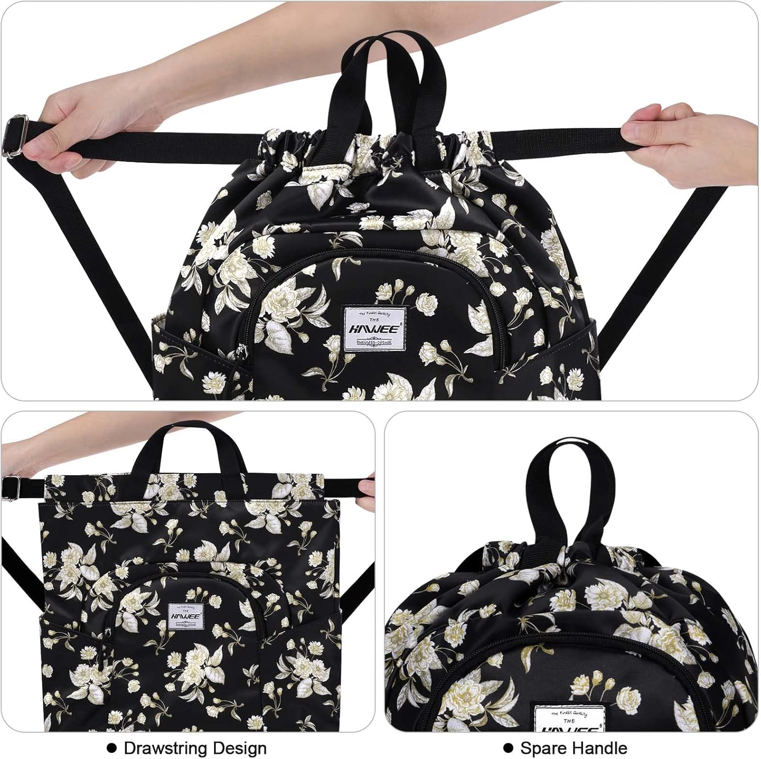 Dry Wet Drawstring Backpack with Shoe Compartment for Women Adjustable Gym Bag