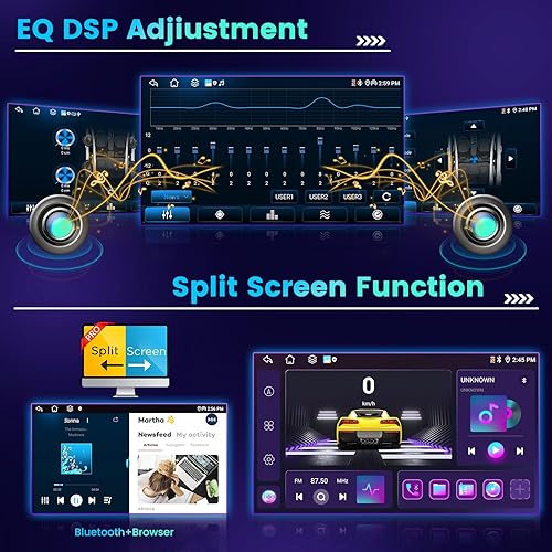 Miniatura 6 de 10.1 pulgadas Android 13 coche estéreo doble DIN Radio 2G+32G, inalámbrico Apple Carplay Android Car Radio Bluetooth HiFi GPS WiFi AI DSP Radio de