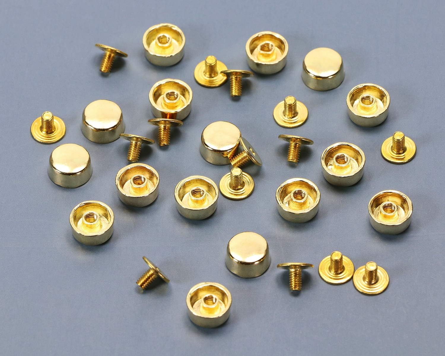 ONLYKXY 20 Pieces 10mm Flat Feet Nailhead, Rivets, Purse Handbag Feet Nails (Golden)