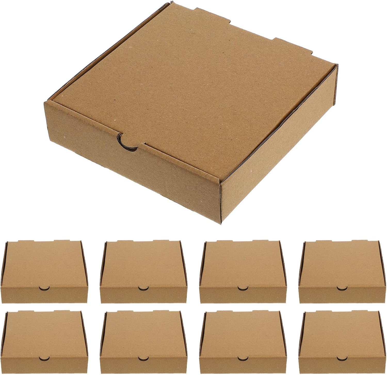 SHOWERORO 10pcs Kraft Paper Pizza Boxes 6 Inch (16x16x4 Cm) Corrugated Takeout Pizza Containers for Food Service and Packaging