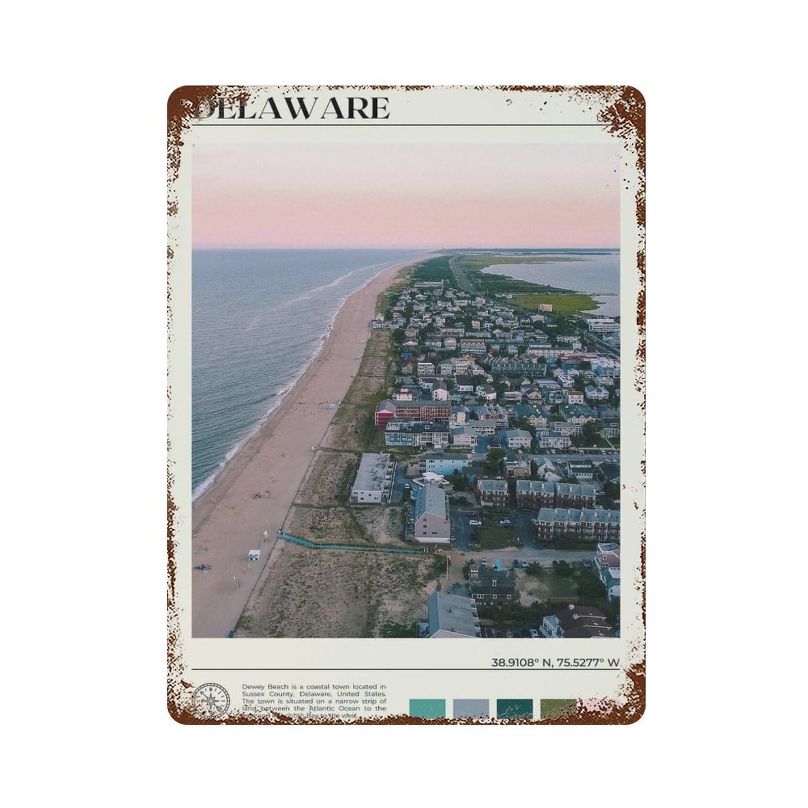 xiaoxiaoshen Real Photo Delaware Decor USA Wall Decor Art Metal Tin Poster Modern Home Decor Art Home Bar Shop Decorations Vintage Sign 40x30cm