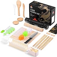YangGien 27-in-1 Premium Sushi Making Kit - Bazooka Roller, Bamboo Mats, Onigiri Molds, Guide for Beginners & Pros