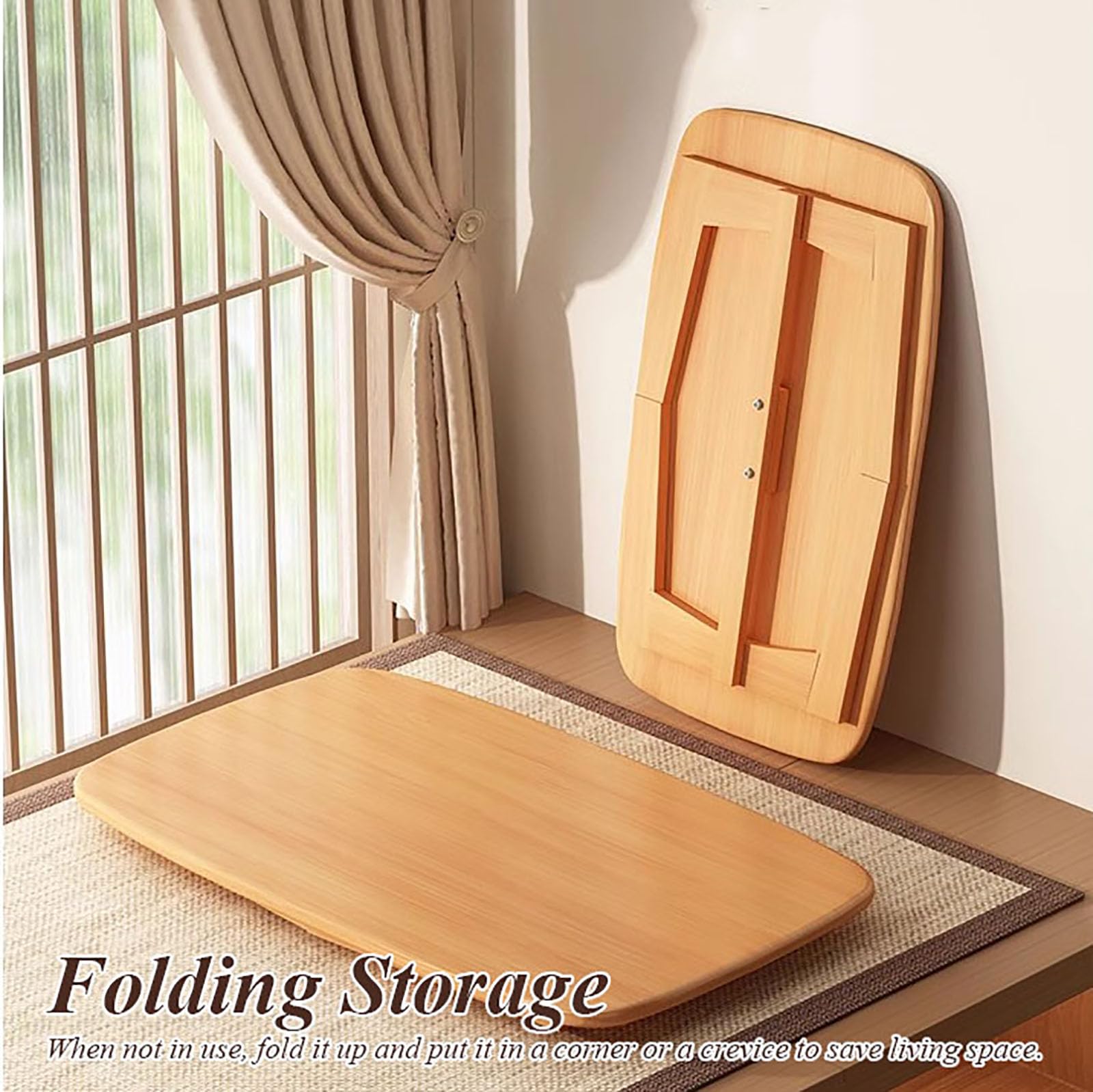 Table Basse Pliante Japonaise en Bambou, Table Portable et Pliable, Table Tatami Kotatsu, Table Basse pour s'asseoir au Sol, Meuble Japonais (80 x 40 x 31 cm, Naturel)