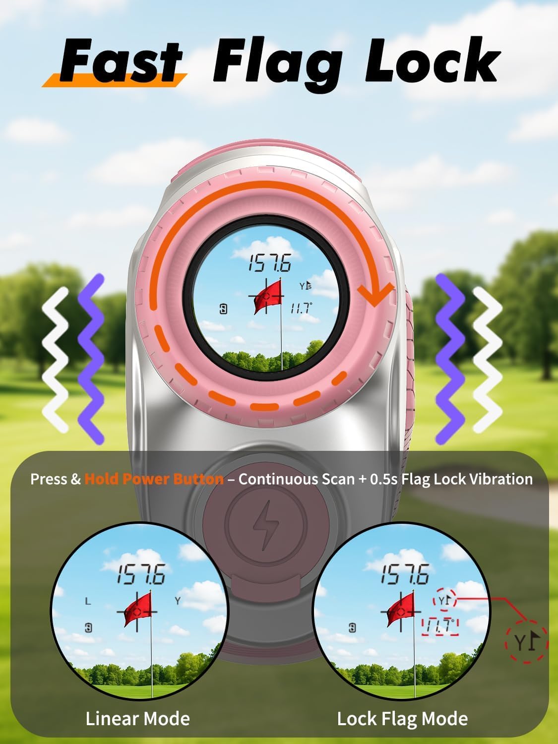 Golf Rangefinder with Slope, 7X | 1300Y | Magnetic | Fast Flag Lock Vibration | USB-C Rechargeable | Waterproof | Compact | Easy-to-Use Range Finder Golf