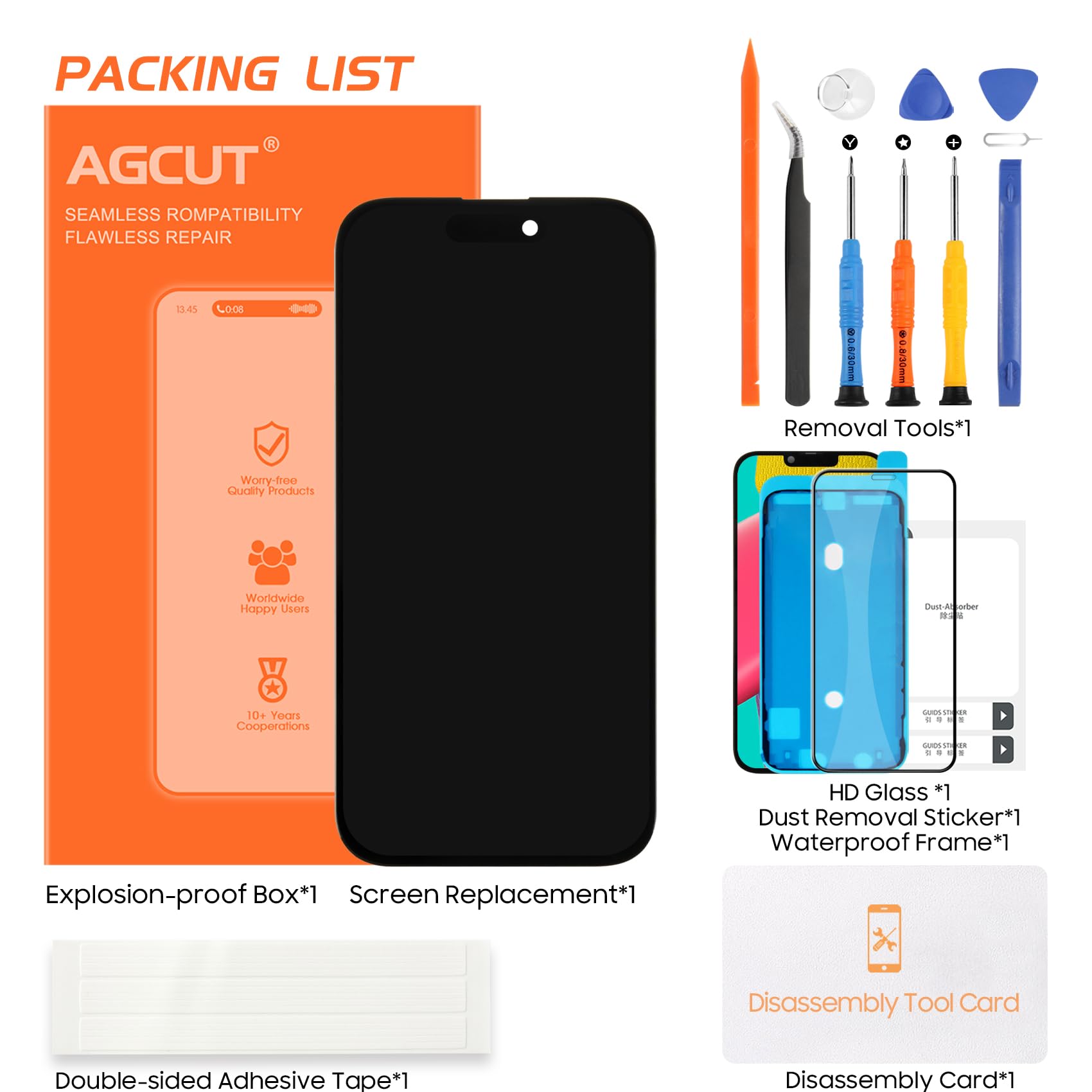 Écran LCD pour iPhone 15 Pro LCD Display pour iPhone 15Pro A2848 A3101 A3104 A3102 6,1" 3D Touch LCD Affichage Ecran Remplacement Tactile Digitalizer Assemblée avec Outils Noir