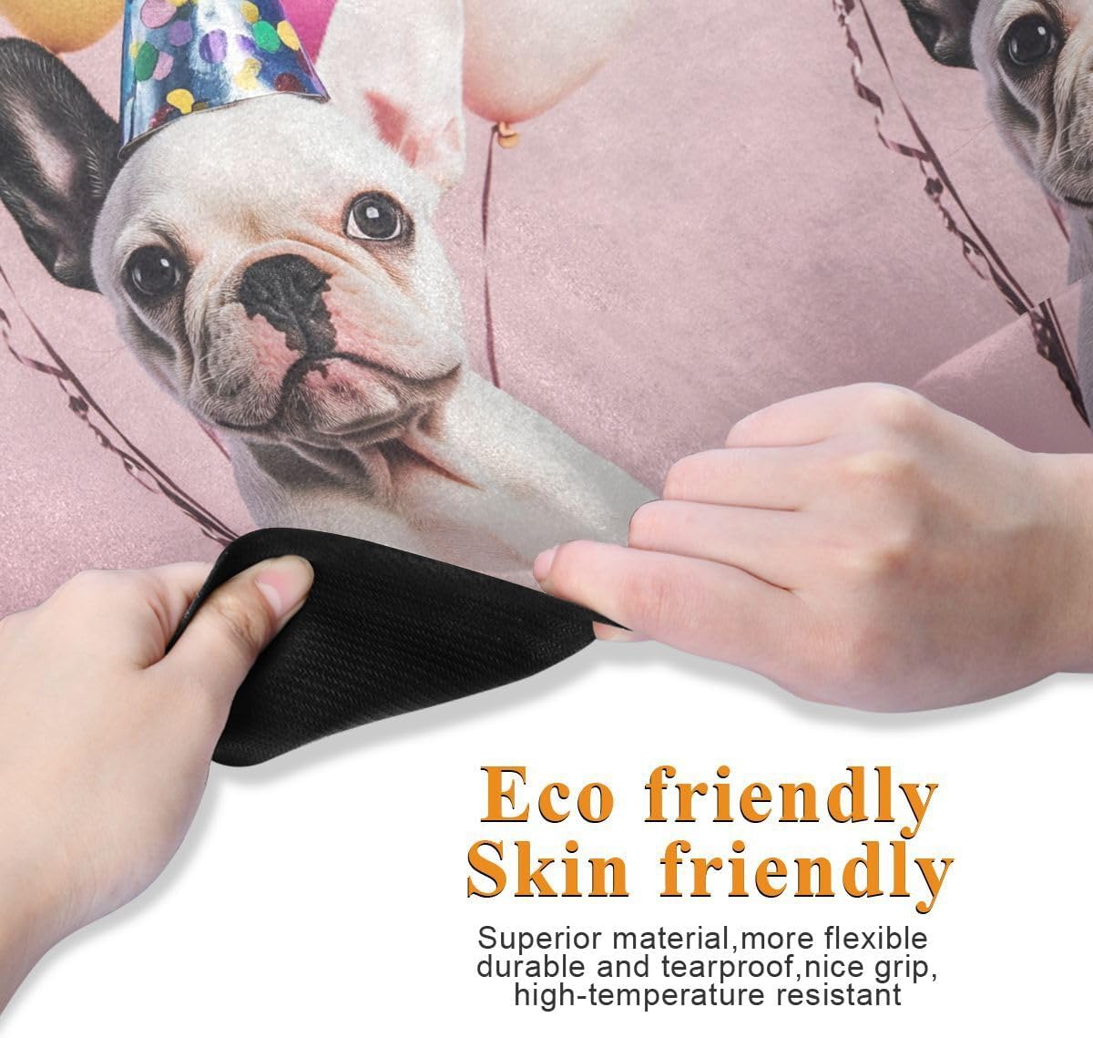 ALAZA French Bulldog Puppy Wearing Party Cap Holds Balloon Yoga Mat Non Slip Fitness Exercise Mat, Workout Mat for Yoga, Pilates and Floor Exercises