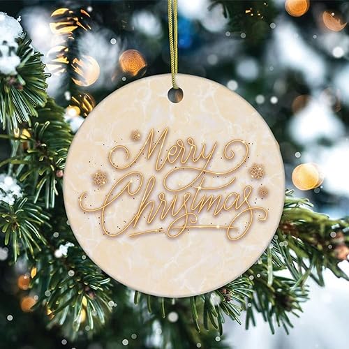 Miniatura 2 de Two-Side Printed Merry Christmas Marble Ceramic Christmas Ornament Novelty for Family Friends Kids Abstract Christmas Keepsake Pendants