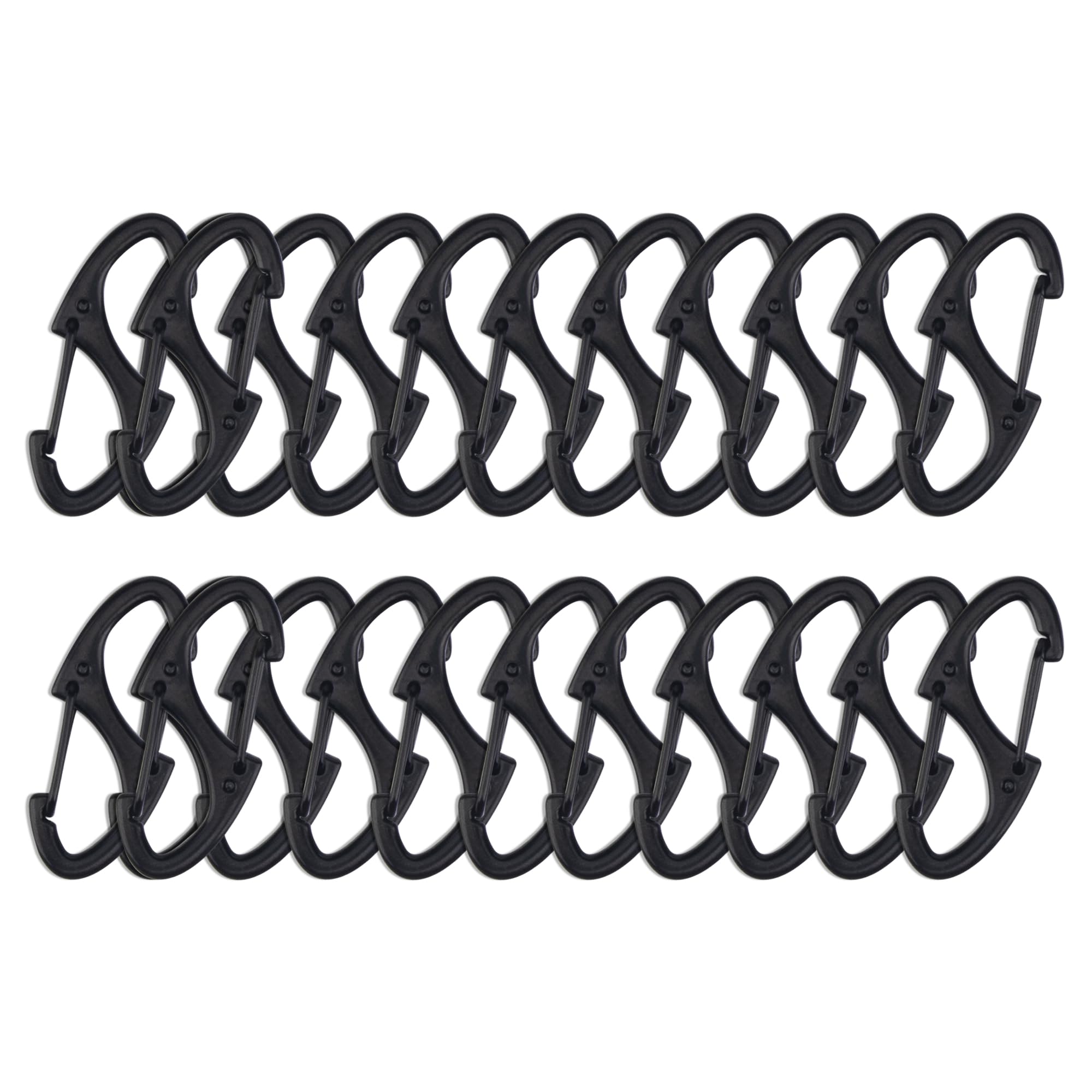 SWATOM 20PCS S Double Sided Mini Carabiner Clip Small Dual Wire Gate Carabiners Keychain Clasp Snap Hooks Tiny Key Clips EDC Accessories for Outdoor Camping Fishing Hiking (Black 20P)