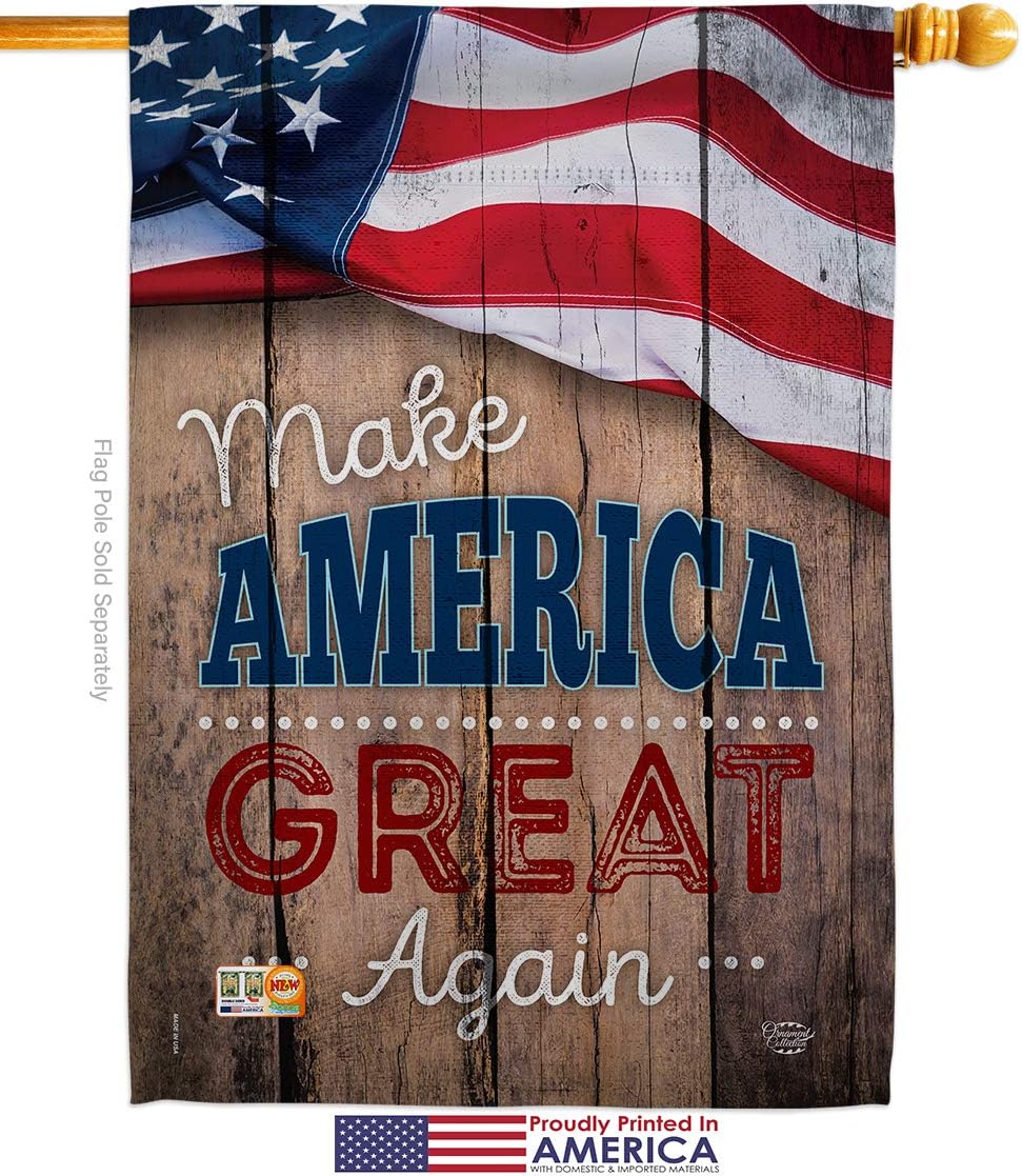 Star and Stripes Proud to Make America Great Again House Flag Patriotic Patriotism Independence Memorial United State American Small Decorative Gift Yard Banner Made In USA 28 X 40